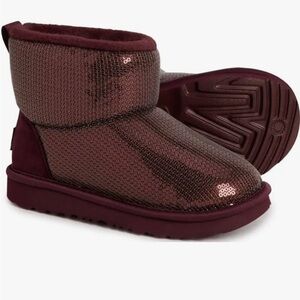 UGG Toddler Classic Mini Mirror Ball Boots in Wild Grape (burgundy) BNIB 🍇